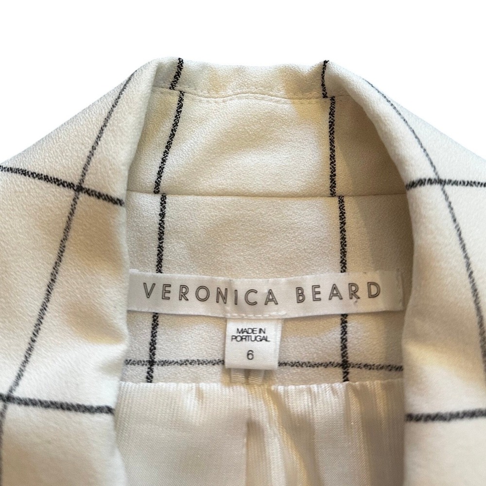 Veronica Beard White Black Windowpane Check Single Button Blazer Jacket Size 6 - Picture 5 of 5